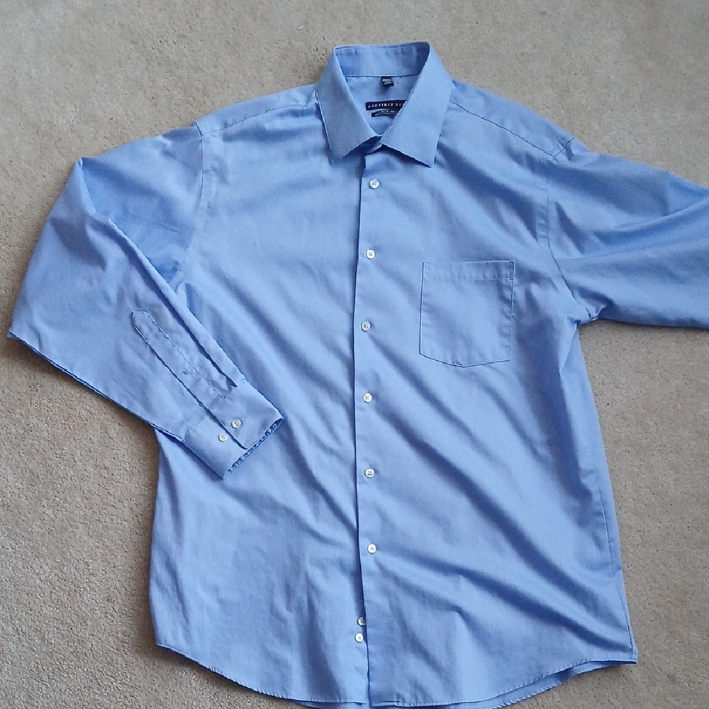 Geoffrey Beene Blue Dress Shirt Long-Sleeve